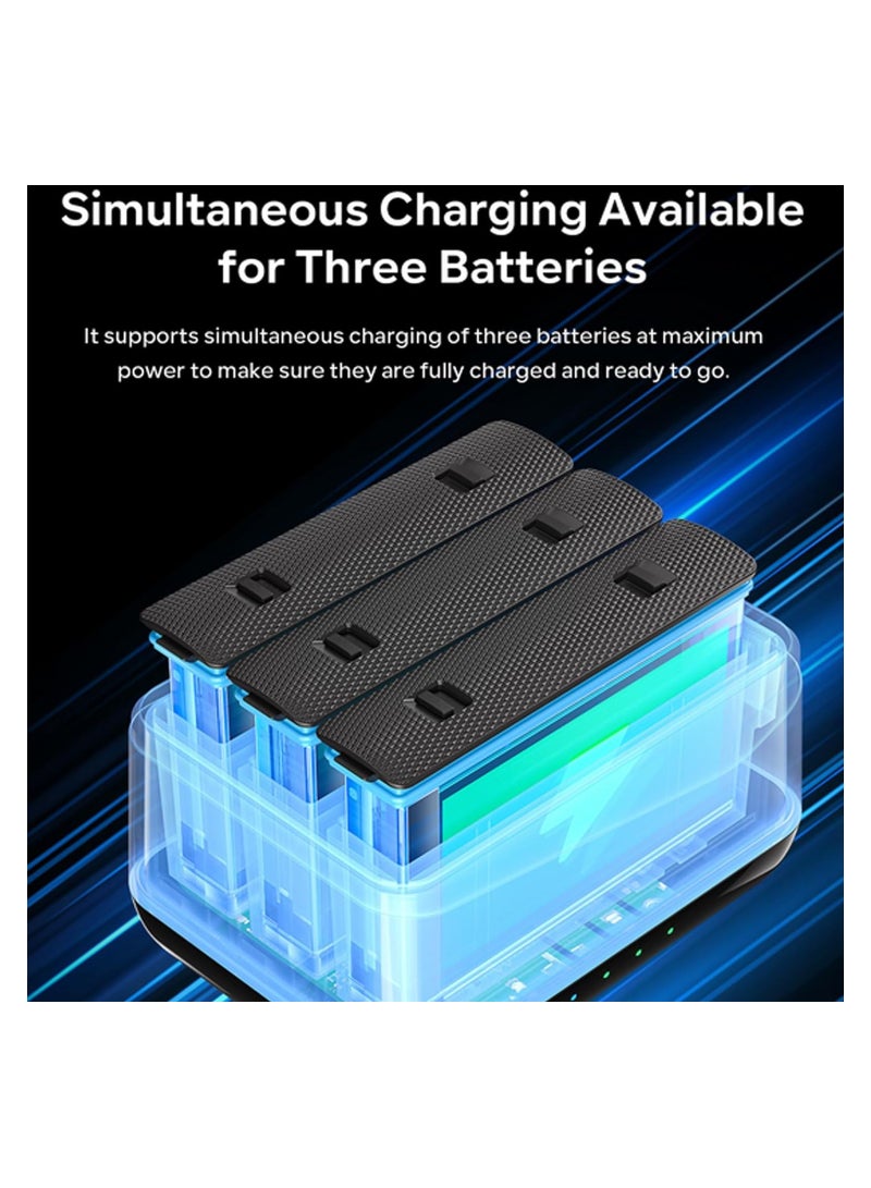 SOLARAE Insta360 X4 Fast Charging Hub with USB Type-C Cable, 3-Slot Battery Charger Station and SD Card Storage, Compatible with Insta360 X4 Battery Accessories. - Image 3
