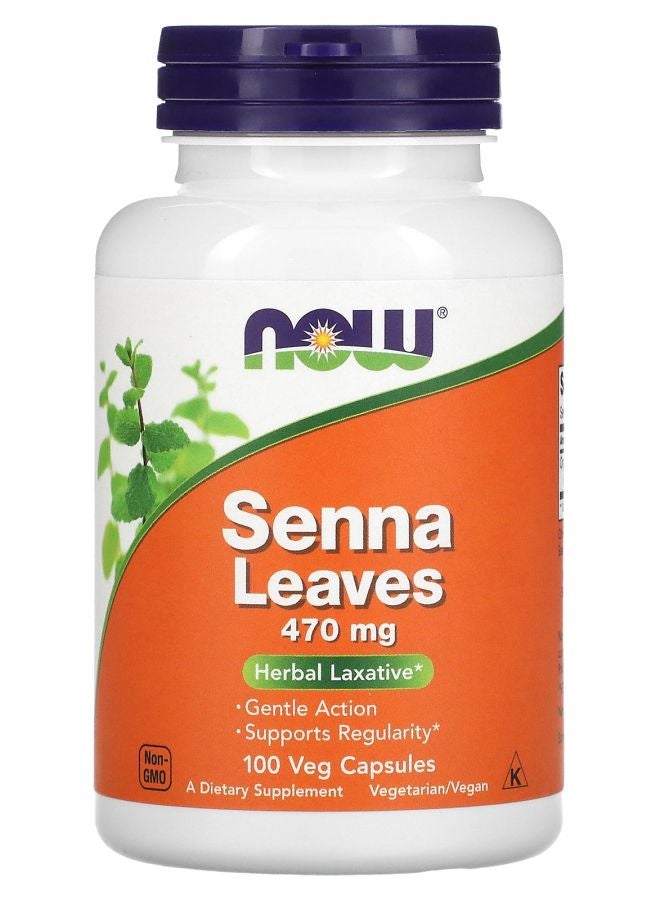 now Senna Leaves 470 mg 100 Veg Capsules