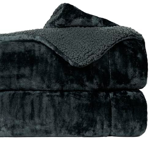 CHANDRAVATI Double Bed Sherpa Blanket | Polyester Micromink Flannel Blanket | Soft, Warm & Comfortable Solid Plain Bedding for Bedroom, Sofa & Travel (Grey, Double, 200 TC) - Image 1