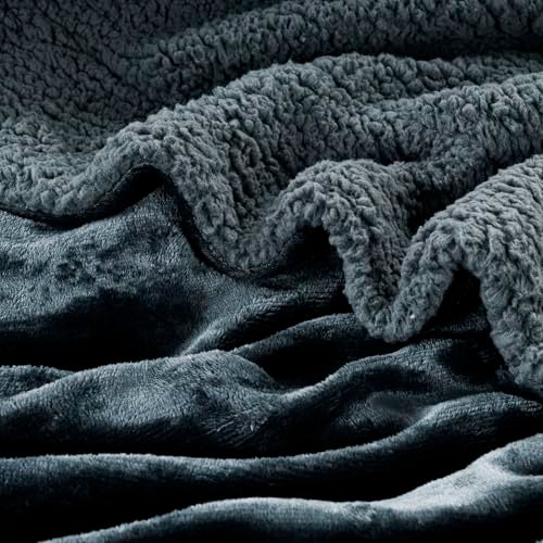 CHANDRAVATI Double Bed Sherpa Blanket | Polyester Micromink Flannel Blanket | Soft, Warm & Comfortable Solid Plain Bedding for Bedroom, Sofa & Travel (Grey, Double, 200 TC) - Image 3