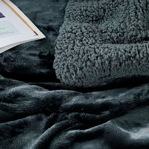 CHANDRAVATI Double Bed Sherpa Blanket | Polyester Micromink Flannel Blanket | Soft, Warm & Comfortable Solid Plain Bedding for Bedroom, Sofa & Travel (Grey, Double, 200 TC) - Image 5