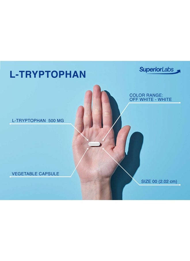 Health & Household - Superior Labs - Pure L-Tryptophan - 500Mg, 120 Vegetable Capsules - Non-Gmo Dietary Supplement For Restful Sleep & Relaxation - Supports Feelings Of Well Being And Healthy Circulation Circulation - Image 1