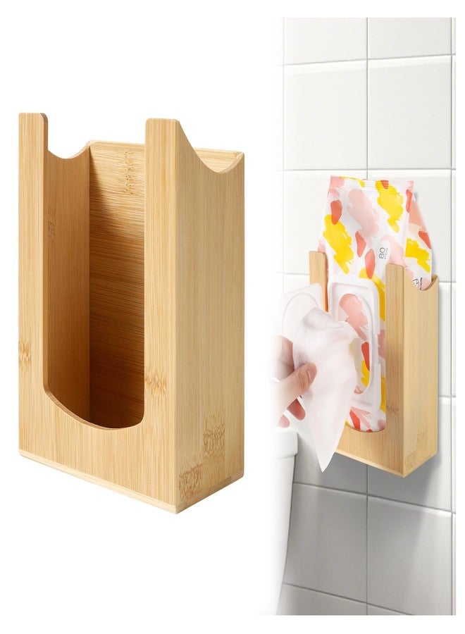 CRAKTH Bamboo Wipes Dispenser Wall Mount, Wipe Box Holder for Bathroom, Kitchen, Living Room, Storage Container for Facial Tissues, Face Towel - Image 1