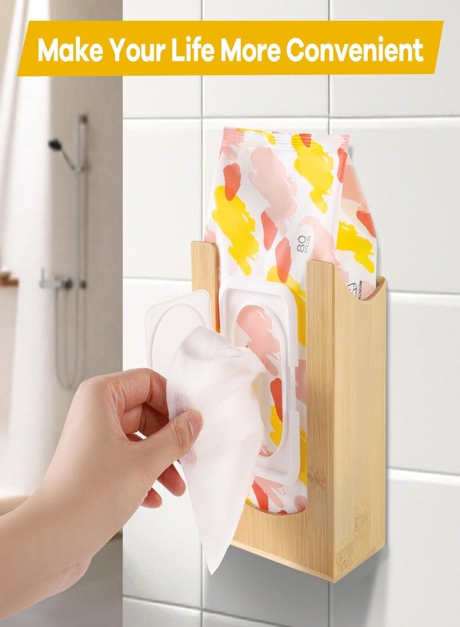 CRAKTH Bamboo Wipes Dispenser Wall Mount, Wipe Box Holder for Bathroom, Kitchen, Living Room, Storage Container for Facial Tissues, Face Towel - Image 2