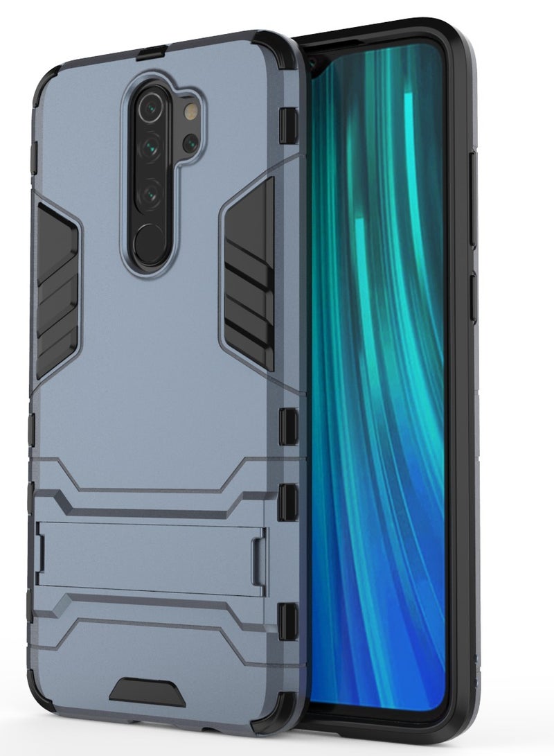 Phone Case Cover TPU+PC With stand in Back shock resistant compatible with Redmi Note 8 Pro ( Blue ) - Image 1