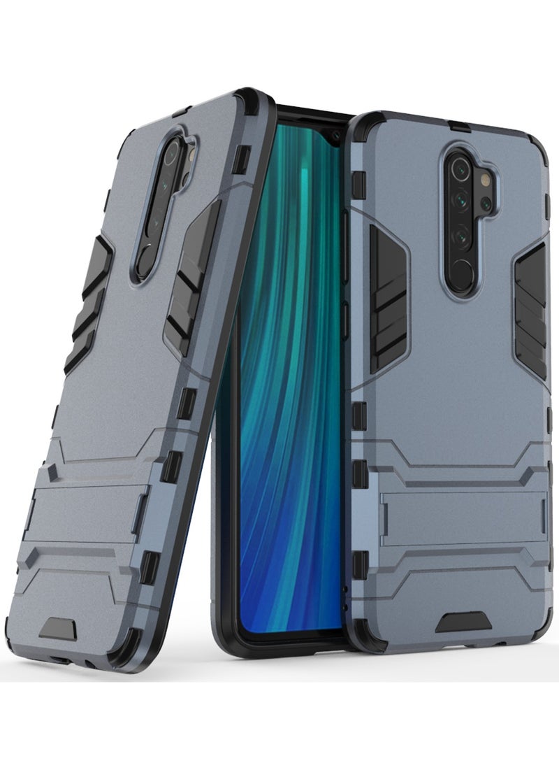 Phone Case Cover TPU+PC With stand in Back shock resistant compatible with Redmi Note 8 Pro ( Blue ) - Image 2