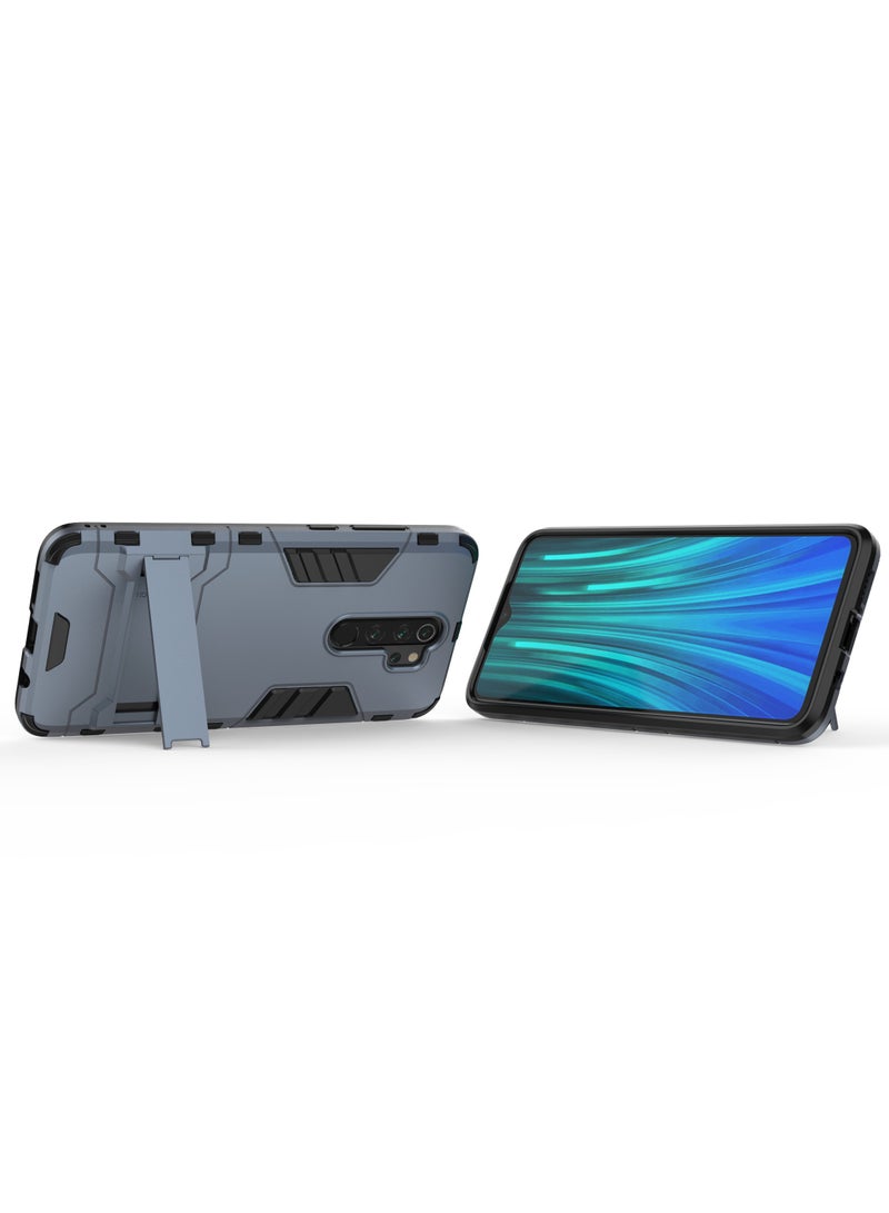 Phone Case Cover TPU+PC With stand in Back shock resistant compatible with Redmi Note 8 Pro ( Blue ) - Image 3