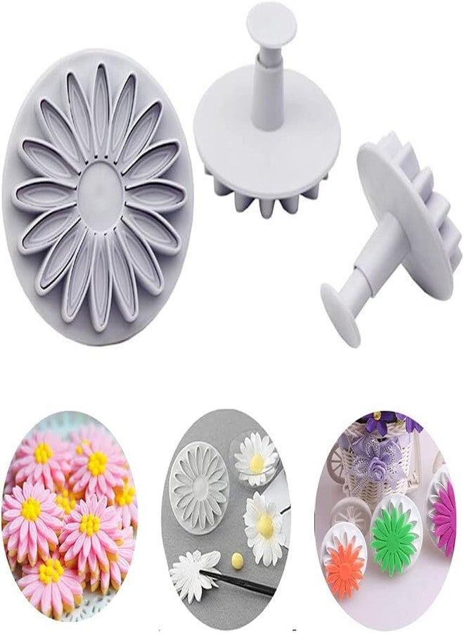 Rinkle Trendz 3pc Sunflower Petals/Daisy/Gerbera Flower Plunger Cutter Fondant Supplies Cutting Set for Cupcake Decorating (Sunflower) - Image 4