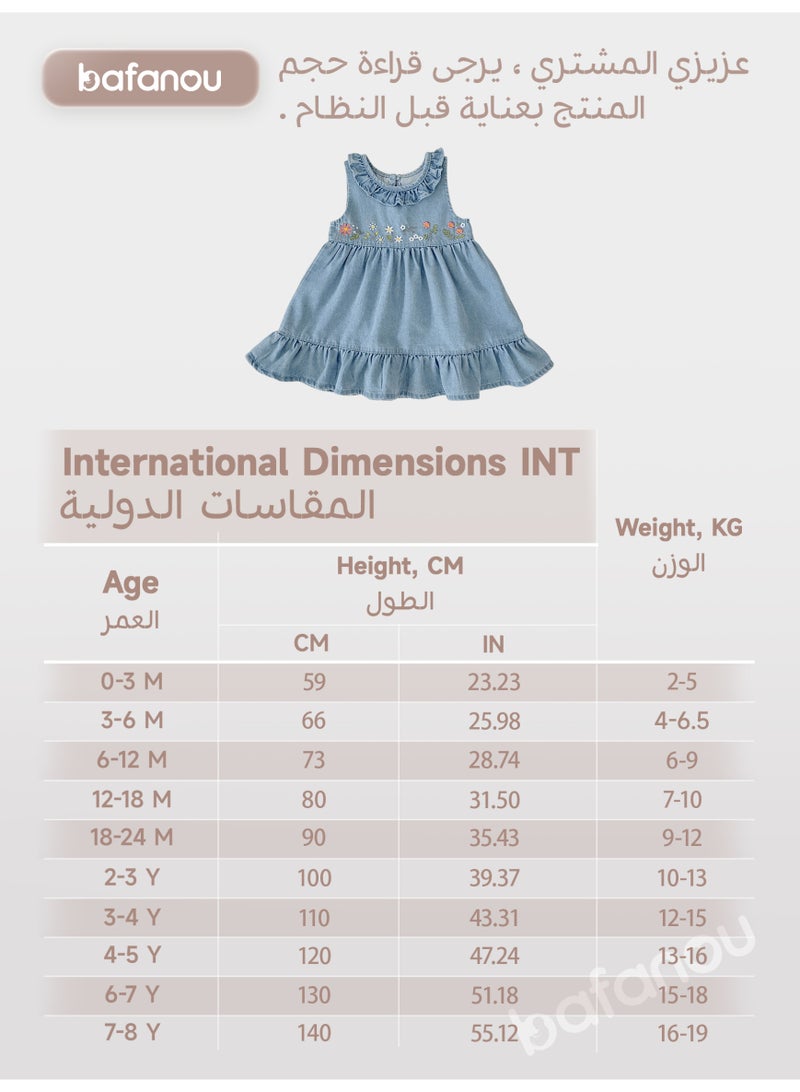 Bafanou Summer Baby Girls Denim Dresses Newborn outwear Embroidered Clothes  - Image 3