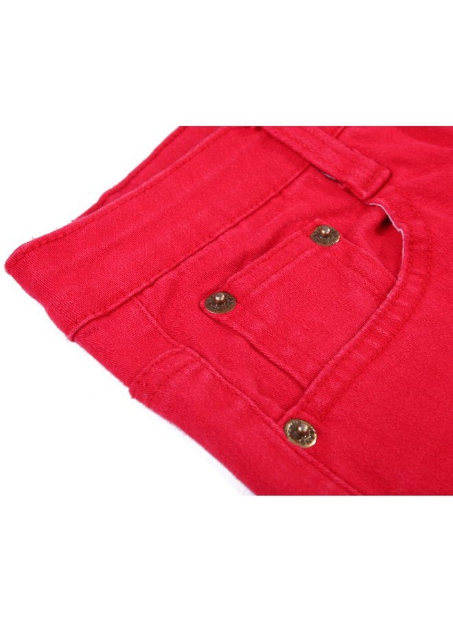 HDE Women's Mid-Rise Stretchy Denim Slim Fit Skinny Jeans, Red, L - Image 5