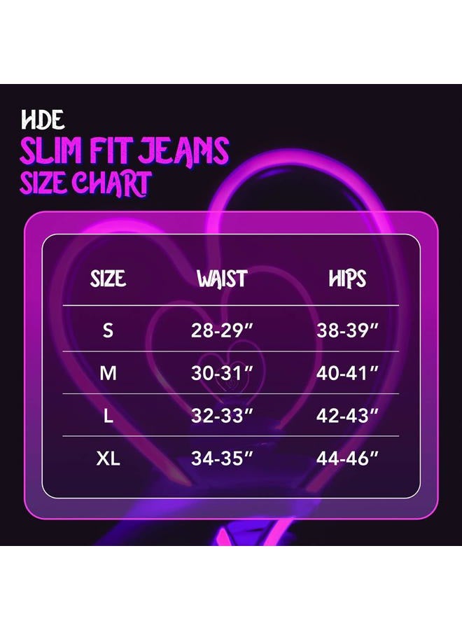 HDE Women's Mid-Rise Stretchy Denim Slim Fit Skinny Jeans, Red, L - Image 3