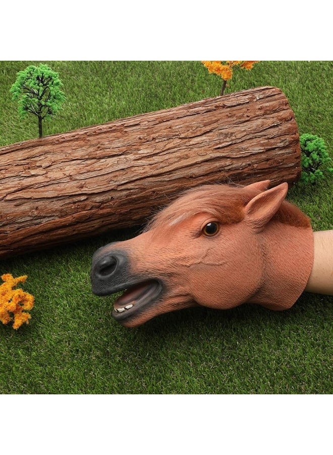 Yolococa Horse Hand Puppet Realistic Latex Soft Animal Toy Storytelling Role Play Party Supplies for Kids - Image 2