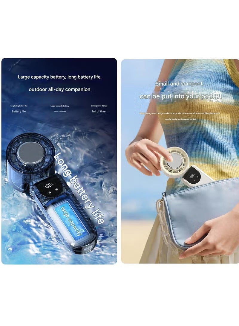Luttec Ice Sense Semiconductor Handheld Fan, Long Life 4000mAh Portable Mini Fan, 100 Speed Stepless Variable Speed with Display, Strong Wind Efficient and Fast Cooling, Foldable Cooling Fan with Lanyard, Type-C Fast Charging, Home Office Outdoor Cooling Magic Tool, Black - Image 5