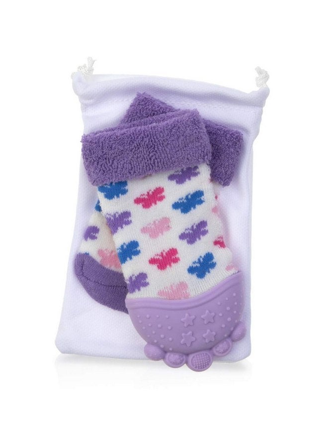 Nuby Nuby Soothing Teether Sock, Purple Butterfly, 5"
