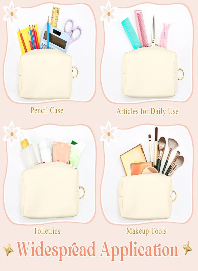 Chunful 24 Pcs Preppy Makeup Bag PU Leather Cosmetic Bag Bulk Makeup Plain Pouch Waterproof Toiletry Purse for Women Traveling Preppy Pencil Case Travel Purse Cosmetic(Beige) - Image 5
