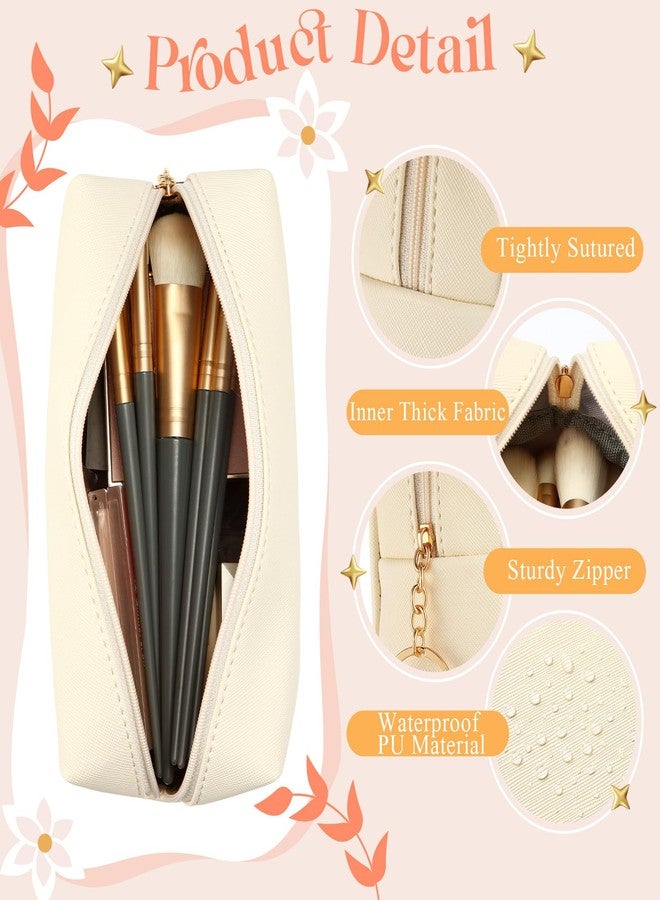 Chunful 24 Pcs Preppy Makeup Bag PU Leather Cosmetic Bag Bulk Makeup Plain Pouch Waterproof Toiletry Purse for Women Traveling Preppy Pencil Case Travel Purse Cosmetic(Beige) - Image 3