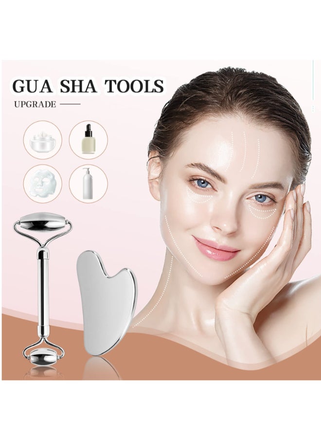 KHAJUL - Stainless Steel Facial Roller And Gua Sha Face Body Treatment, Reduce Puffiness, Facial Tension, Durable - Image 1