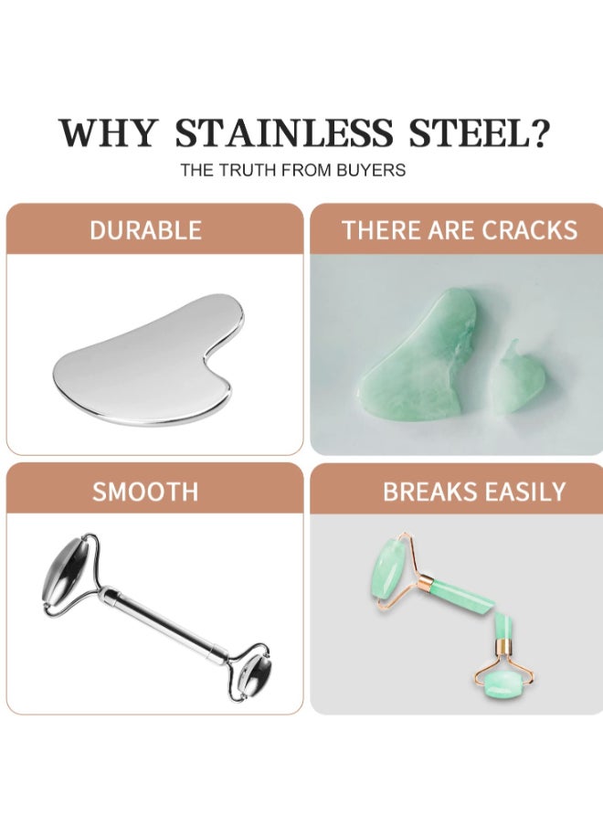 Stainless Steel Facial Roller And Gua Sha Face Body Treatment, Reduce Puffiness, Facial Tension, Durable - https://f.nooncdn.com/p/pzsku/ZDF8E361003BB3DFB3C4CZ/45/_/1721125972/e7716237-ab7b-437b-84f5-b69aae13db3a.jpg?width=original