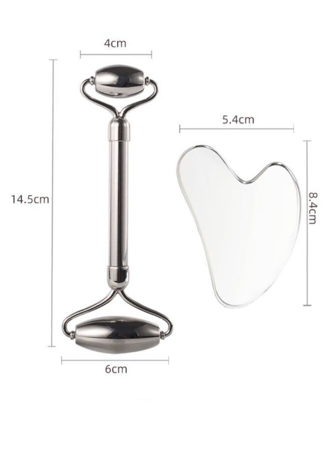KHAJUL - Stainless Steel Facial Roller And Gua Sha Face Body Treatment, Reduce Puffiness, Facial Tension, Durable - Image 1
