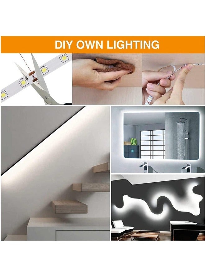 شريط إضاءة LED غير مقاوم للماء بطول 5 أمتار، مجموعة شريط إضاءة LED، شريط إضاءة LED فائق السطوع 5 فولت مزود بمنفذ USB ومرن لإضاءة الخزانة لغرفة النوم والمطبخ والمنزل وإضاءة مرآة الزينة وخزانة غرفة النوم وديكور السفينة (أبيض دافئ) - Image 4