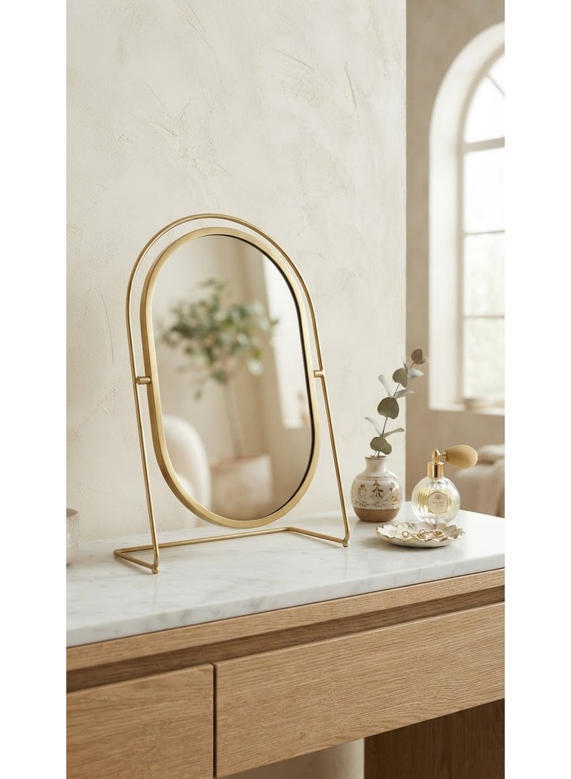 Oval mirrors with an elegant gold metal frame. - Image 4