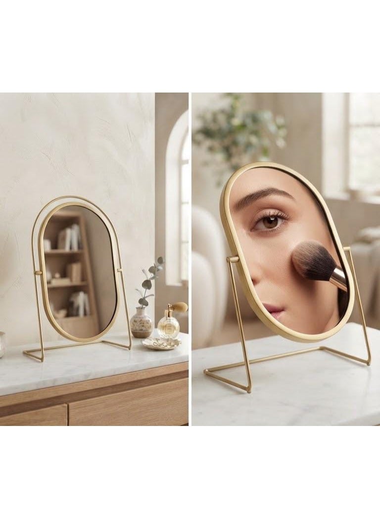 Oval mirrors with an elegant gold metal frame. - Image 3