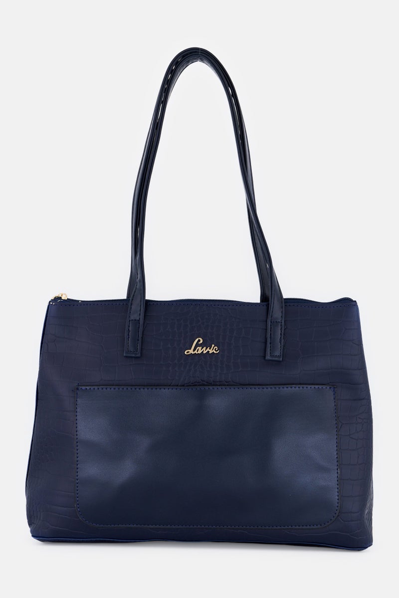 Lavie حقيبة توت موديل كروك بشعار العلامة التجارية للنساء، كحلي - Image 1