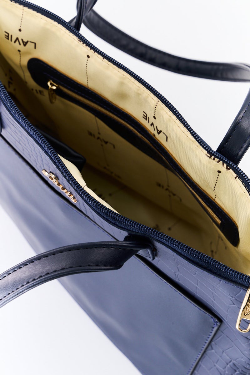 Lavie حقيبة توت موديل كروك بشعار العلامة التجارية للنساء، كحلي - Image 3