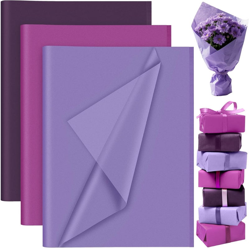 PLULON 60 Sheets Purple Tissue Paper Bulks, Gift Wrap Tissue Paper Sheets for Packaging Birthday Gift Wrapping Birthday Wedding Holiday Flower Halloween Christmas Party - Image 1