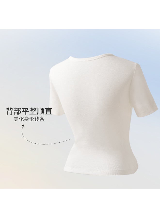 MIIOW Women'S Slim Fit T-Shirt Short Sleeve Round Neck Top Basic Undershirt Thin Layer Can Be Worn Out - Image 4