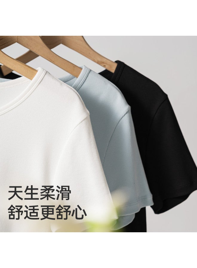 MIIOW Women'S Slim Fit T-Shirt Short Sleeve Round Neck Top Basic Undershirt Thin Layer Can Be Worn Out - Image 5