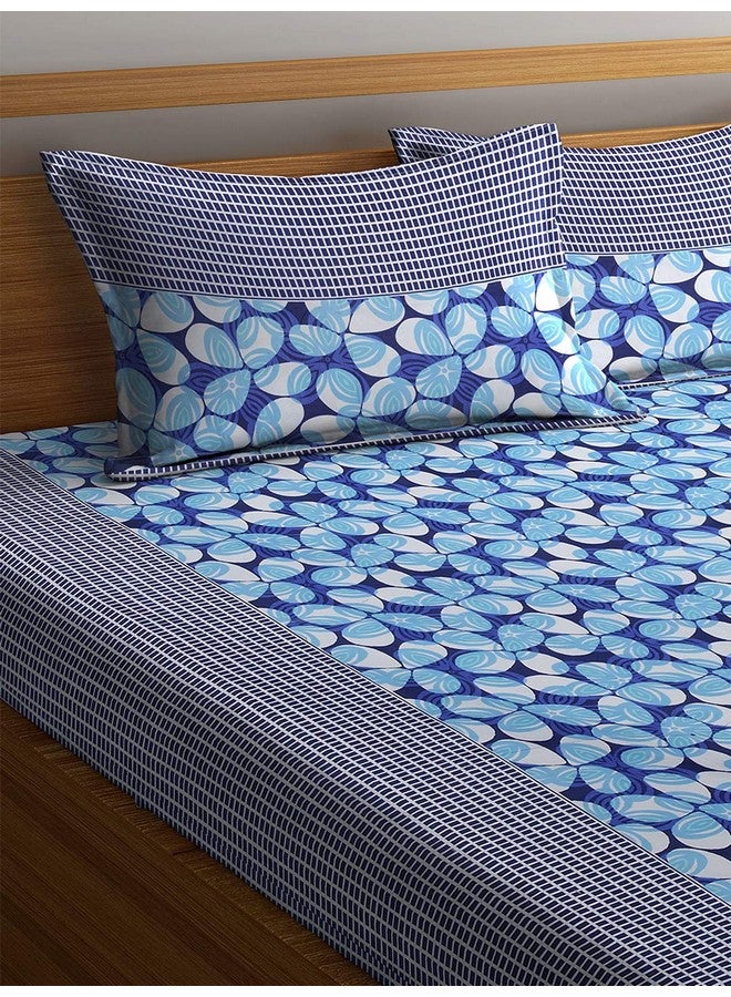 Fashion String 144 TC Microfibre Blue Double Bedsheet with 2 Pillow Covers - Image 3