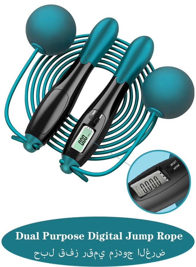 Dual Purpose Digital Jump Rope - Adjustable Counting Skipping Rope - Multimode Skipping Rope with Calories - 360° anti-winding - Cordless Jumping Rope for Fitness Exercise Gym