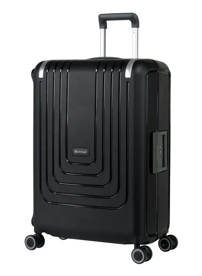 eminent Vertica Hard Case Travel Bag Luggage Trolley Polypropylene Lightweight Suitcase 4 Quiet Double Spinner Wheels With Tsa Lock B0006 Black