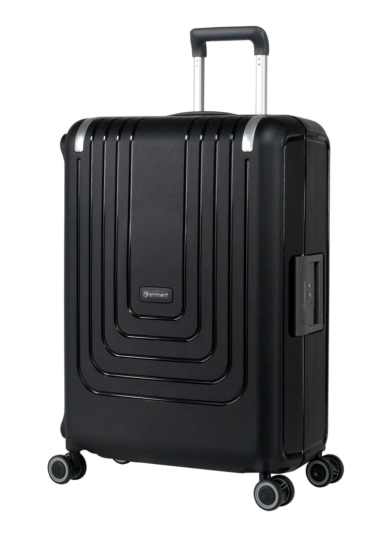 eminent Vertica Hard Case Travel Bag Luggage Trolley Polypropylene Lightweight Suitcase 4 Quiet Double Spinner Wheels With Tsa Lock B0006 Black  - Image 1
