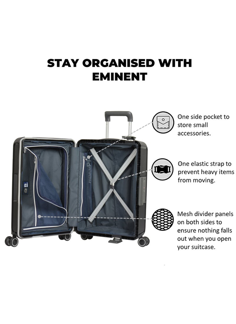 eminent Vertica Hard Case Travel Bag Luggage Trolley Polypropylene Lightweight Suitcase 4 Quiet Double Spinner Wheels With Tsa Lock B0006 Black  - Image 5