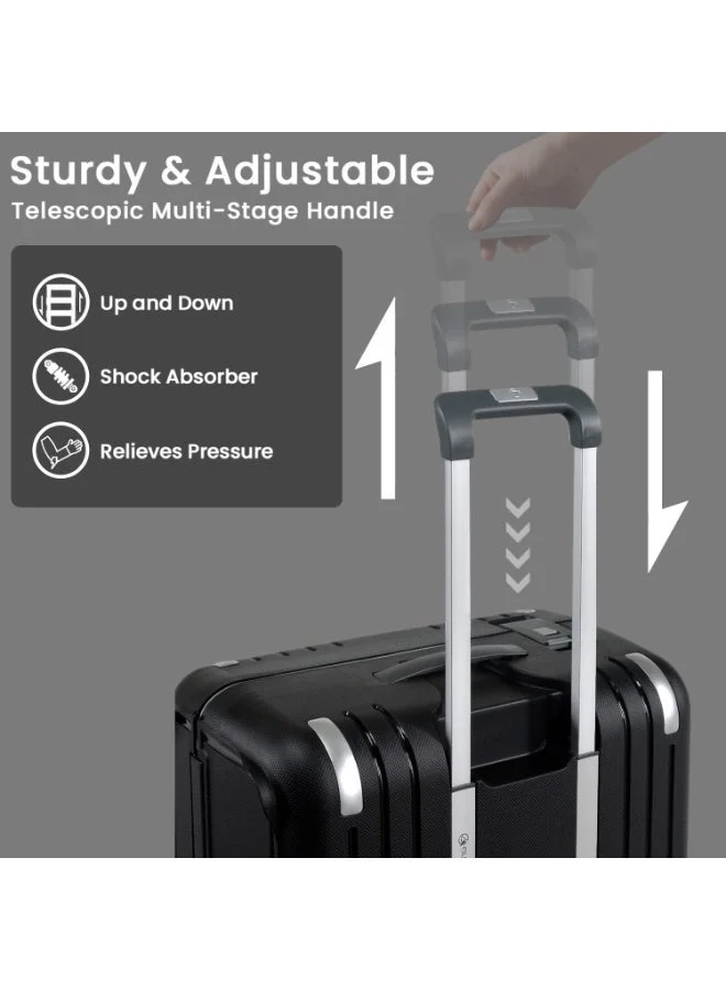 eminent Black Vertica Hard Case Travel Bag Luggage Trolley Polypropylene Lightweight Suitcase 4 Quiet Double Spinner Wheels With Tsa Lock B0006 Black  | Best Price UAE