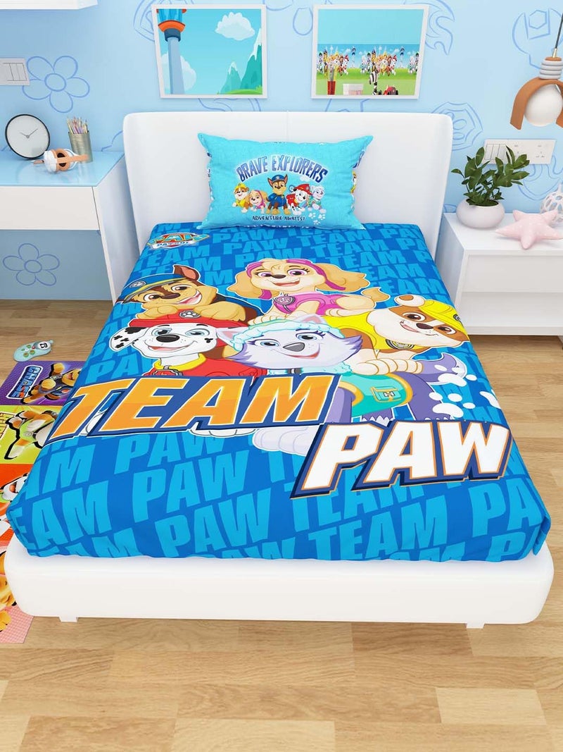 Athom Living Paw Patrol Cotton Single Bed Sheet for Kids Multicoloured 147 x 223 cm - Image 1