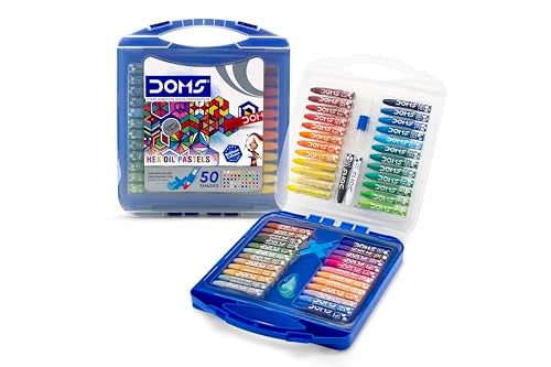 Doms 50 Shades Oil Pastel With Case|Smooth Color Intermixing For Better Effect|Bright&Intense Colors|Free Scrapping Tool&Color Pen|Non-Toxic&Safe For Childrens|Pack Of 1| Multicolor (DOMSOP50) - Image 5