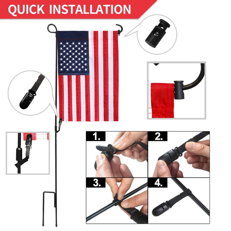 Anley Upgraded Garden Flag Plastic Stopper Stops and Anti-Wind Alligator Clips - Durable & Weather Resistance for 5 Garden Flag Poles Stands - 10 Pieces Set - Image 2