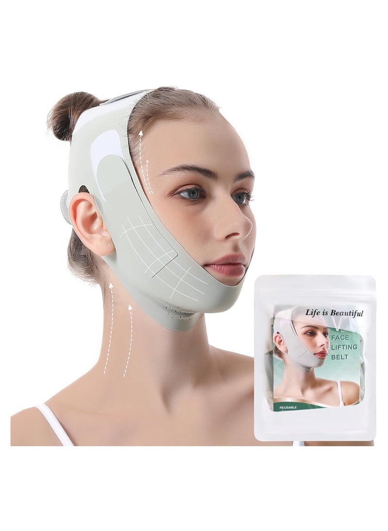 Bukela Facial Lifting Belt, Face Lift Band Soothing and Comfy Double Chin Reducing Device with Thin Face Female Facial Shaper, Reusable Breathable and Comfortable V Line Facial Lifting Mask (Green)  - Image 1