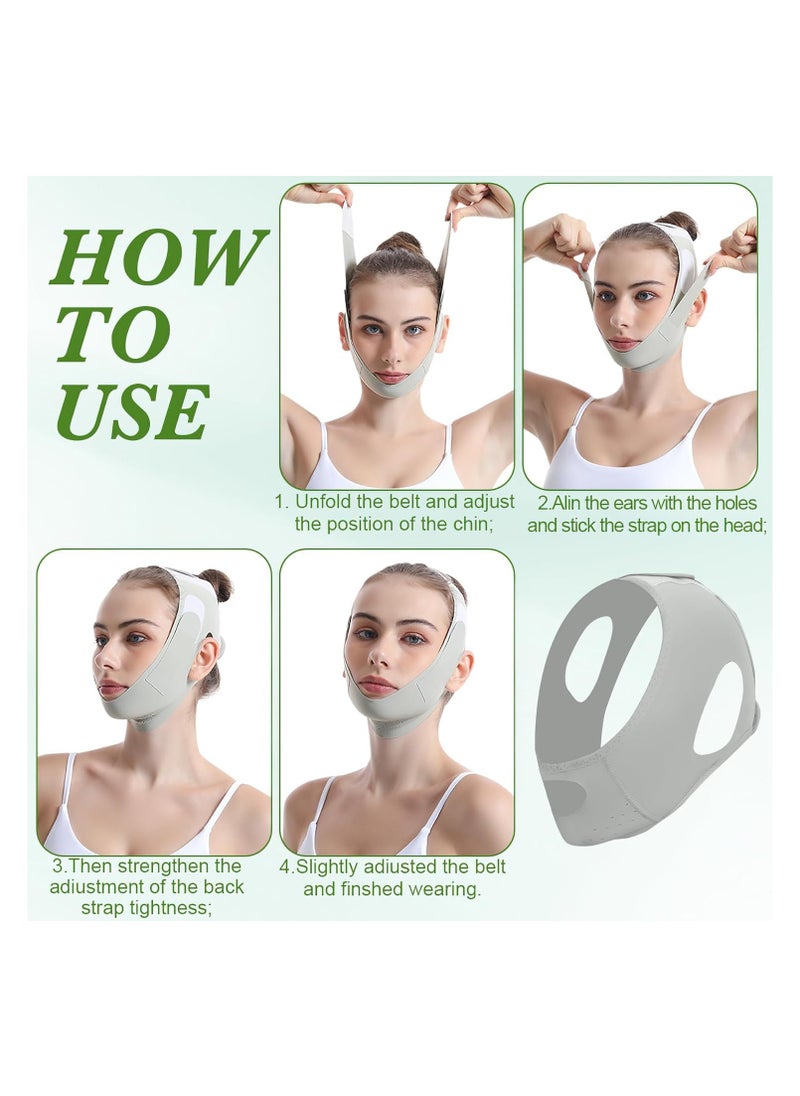 Bukela Facial Lifting Belt, Face Lift Band Soothing and Comfy Double Chin Reducing Device with Thin Face Female Facial Shaper, Reusable Breathable and Comfortable V Line Facial Lifting Mask (Green)  - Image 2