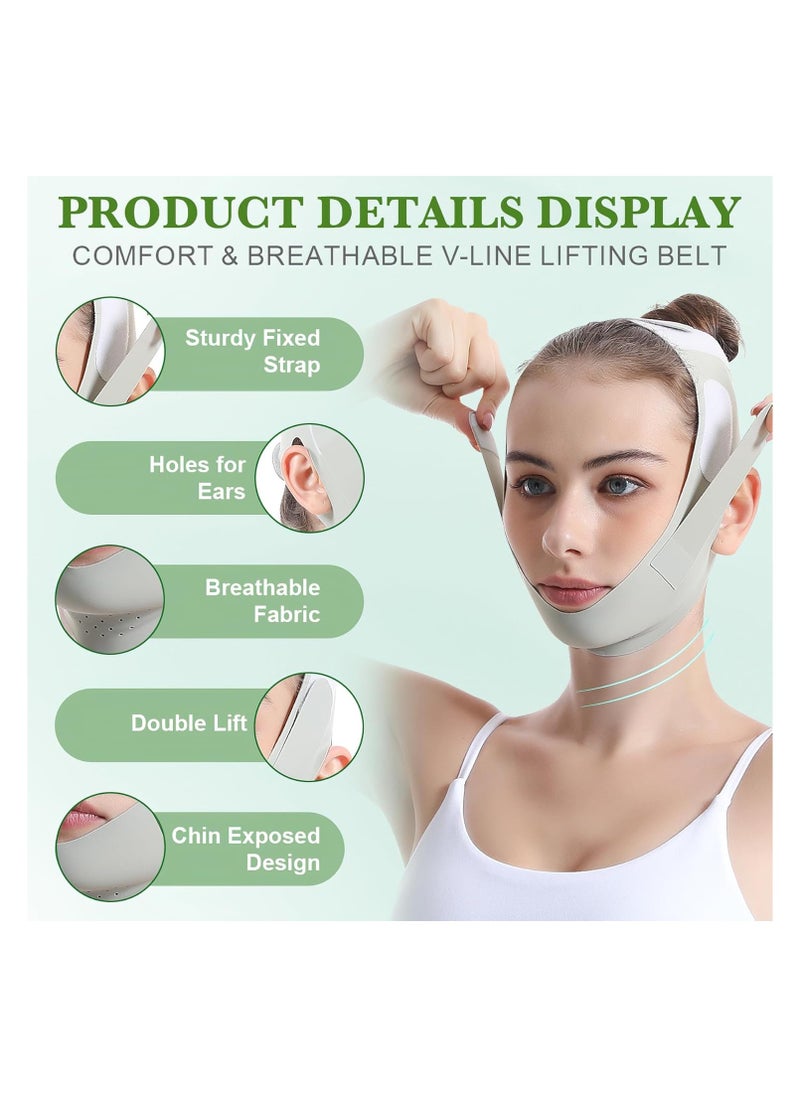 Bukela Facial Lifting Belt, Face Lift Band Soothing and Comfy Double Chin Reducing Device with Thin Face Female Facial Shaper, Reusable Breathable and Comfortable V Line Facial Lifting Mask (Green)  - Image 3