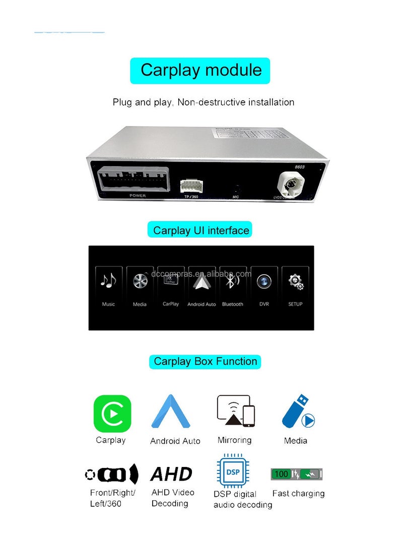رايموس ترقية الوسائط المتعددة لنظام Raymos Wireless Carplay وواجهة Android Auto لنظام Linux لسيارة Mercedes Benz NTG5.0 - تشغيل الصوت والفيديو المحلي ورسم خرائط الهاتف، ودعم تثبيت نظام AHD الأمامي والخلفي مع كاميرا بانورامية بزاوية 360 درجة - Image 3