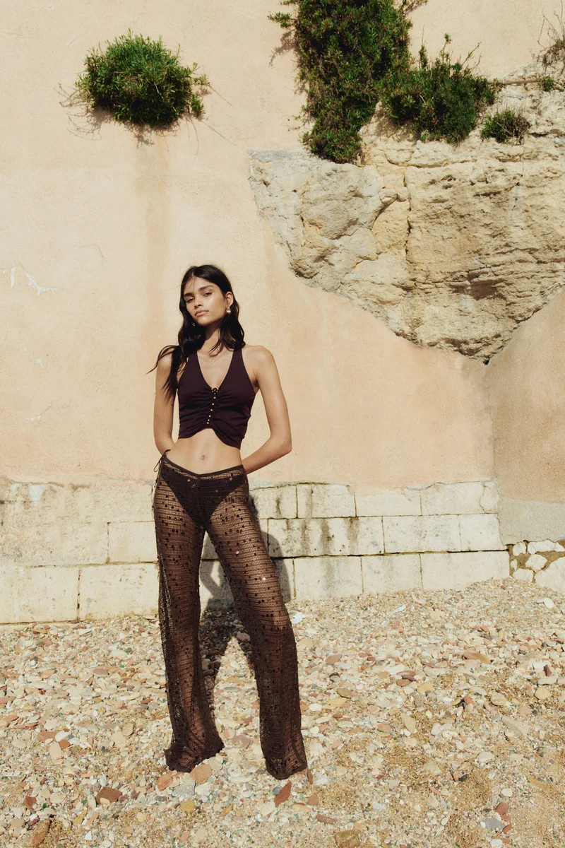 H&M Sequined net trousers