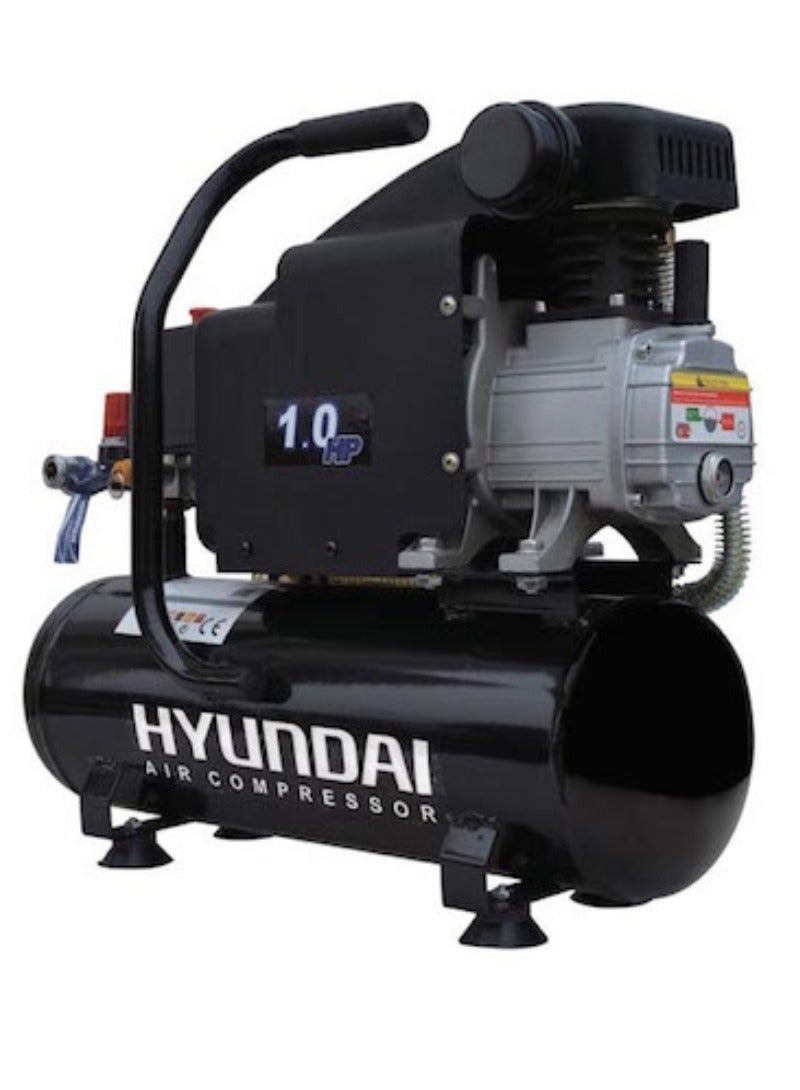 هيونداي ضاغط هواء محمول هيونداي HY-AC1010 سعة 10 لتر بقوة 1 حصان كمبروسر كهربائي زيتي بمحرك حثي 125 لتر/دقيقة ضغط 120 PSI للورش والرش وأدوات الهواء - Image 1