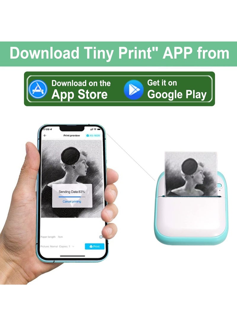Generic - طابعة حرارية صغيرة محمولة لصنع الملصقات لنظامي التشغيل Android وiOS تتضمن 5 لفات من الملصقات و5 لفات من الورق الحراري لقوائم الصور ورموز الاستجابة السريعة والملاحظات - Image 1