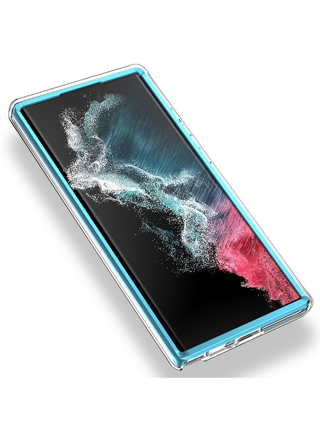O Ozone Marble Gloss Series Cover for Samsung Galaxy S22 Ultra Case Full-Body Shockproof - Blue  - Image 5