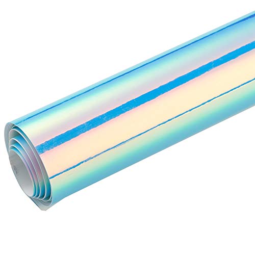 ATMOMO AuMoHall Holographic Laser Blue Car Vinyl Wrap Gloss Color Change DIY Air-Release Adhesive Film Rainbow Finish Roll, 53'' x 19.68'' - Image 4
