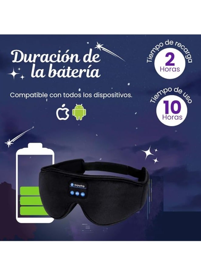 general Headband Headphone Mask with Bluetooth 5.0 Sleep with Noise Cancellation, Adjustable Sleep Headphones, Eye Mask with Speaker, Washable, Suitable for Office, Travel, Yoga - Wireless Sleep Headphones for Men and Women - Image 3